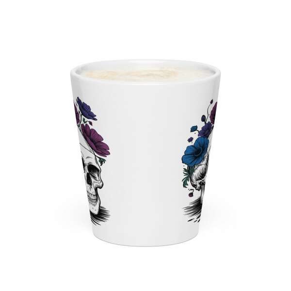 Skull & Floral Latte Mug - Elegance Meets Edginess